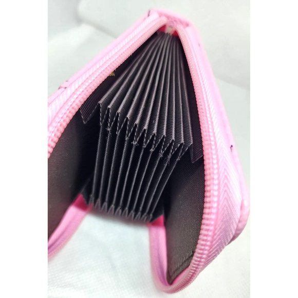 Pink Leather Mini Credit Card Case Card Slot Card Holder Wallet with ID Window - Picture 5 of 16